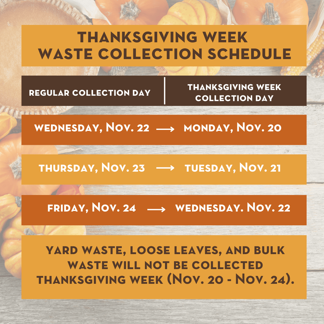 Thanksgiving Week Waste Schedule