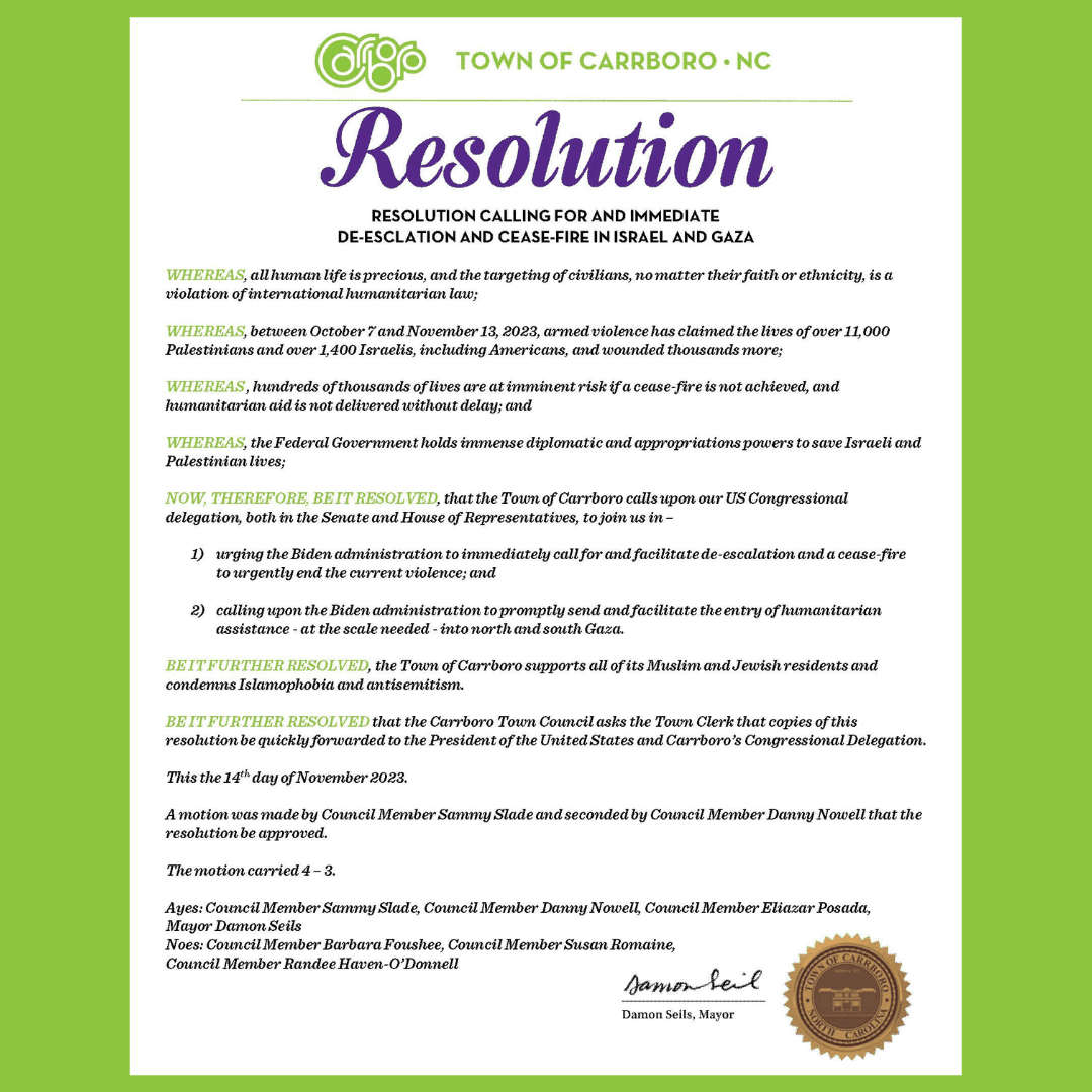 Resolution by Town Council 