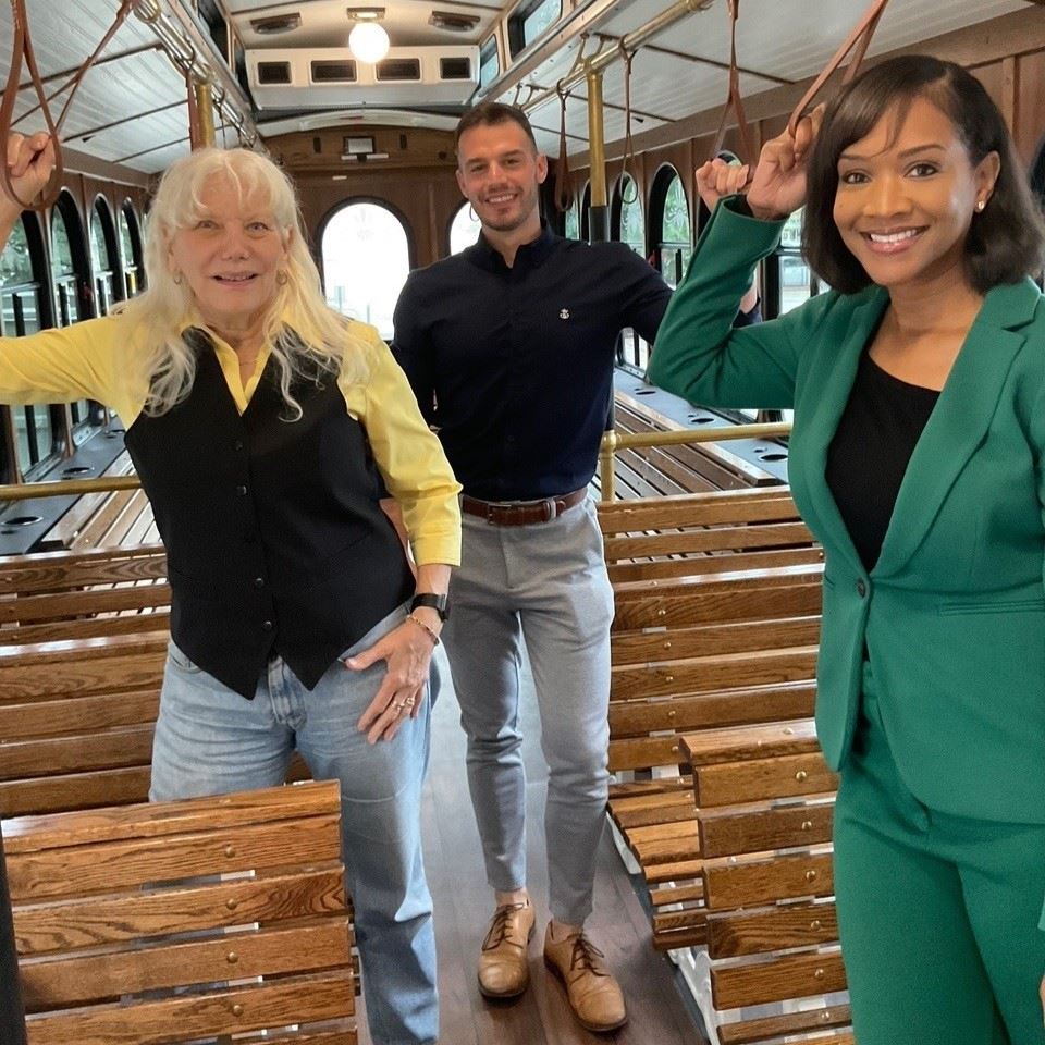 Carrboro staff and elected officials on Trolley