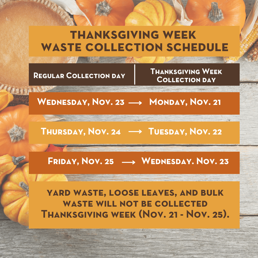Thanksgiving Week Waste Schedule 