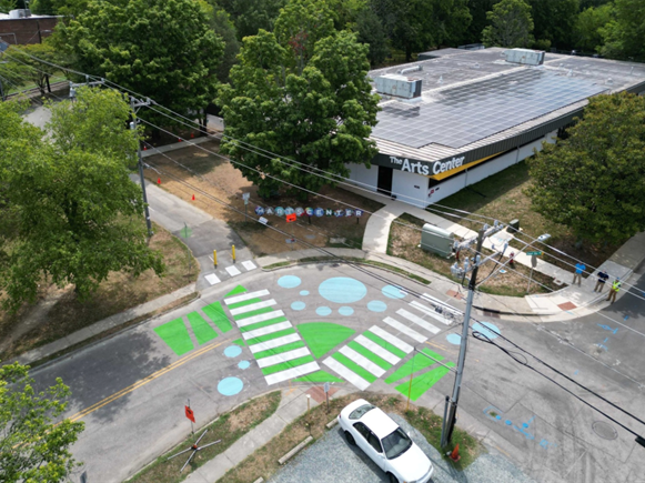 Pictures shows newly painted crosswalk on Roberson Street